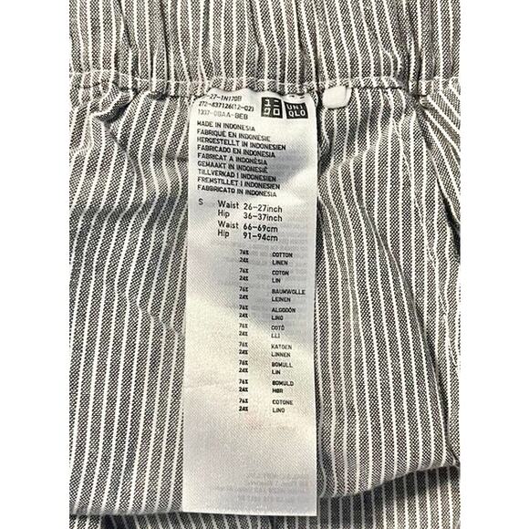 Uniqlo Striped White and Grey Linen Cotton Blend Pull-on w/Cord Shorts sz. S - Picture 3 of 6